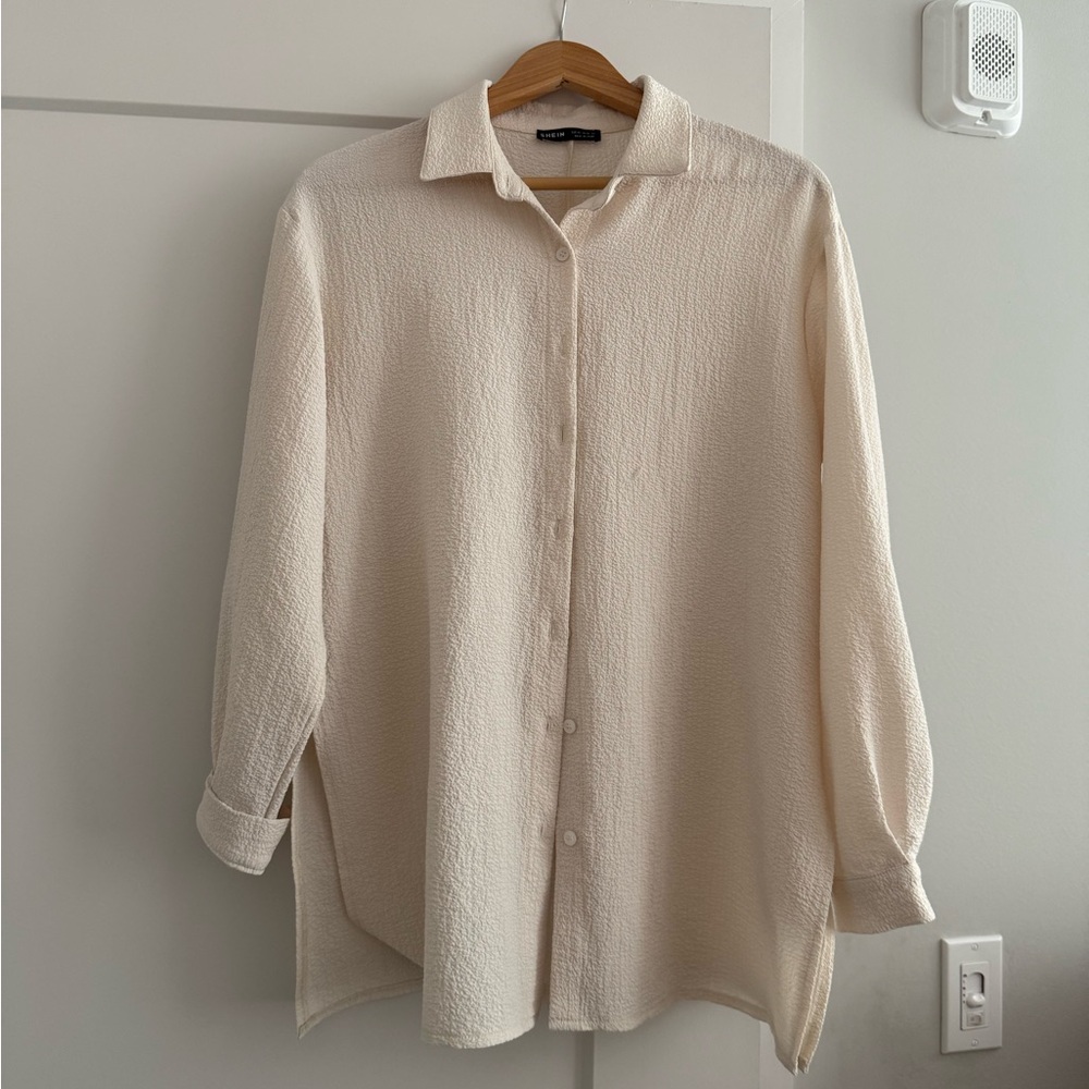 SHEIN Cream Button Down Shirt
